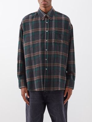 Our Legacy - Borrowed Oversized Check Wool-blend Shirt - Mens - Green Multi
