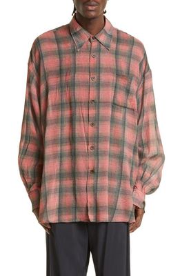 OUR LEGACY Borrowed Plaid Button-Up Shirt in Big Lumbercheck Print