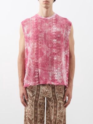 Our Legacy - Box Tie-dyed Crochet Cotton-blend Sweater Vest - Mens - Multi