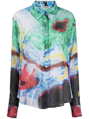 Our Legacy Chalk Flower graphic-print shirt - Green