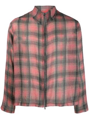 OUR LEGACY check-pattern zip-up shirt - Pink