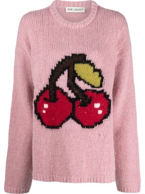 Our Legacy cherry intarsia-knit jumper - Pink