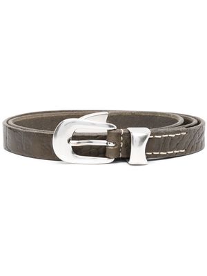 Our Legacy crocodile-effect leather belt - Green