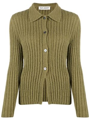 Our Legacy Fine buttoned ribbed cardigan - Green