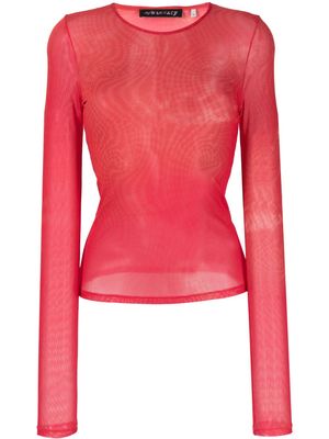 OUR LEGACY graphic-print mesh top - Red