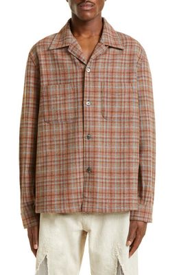 OUR LEGACY Heusen Plaid Wool Button-Up Shirt in Rust Check Country Wool