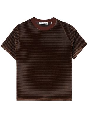 OUR LEGACY Hover striped velour T-shirt - Brown