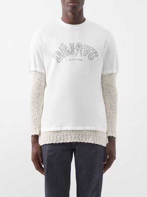 Our Legacy - Knitted-sleeve Cotton-jersey Long-sleeved T-shirt - Mens - White Print