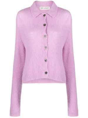 OUR LEGACY Mazzy brushed ribbed-knit cardigan - Pink