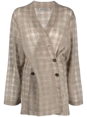 OUR LEGACY Midline checked cardigan - Neutrals