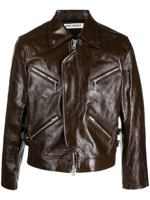 OUR LEGACY narrow leather jacket - Brown