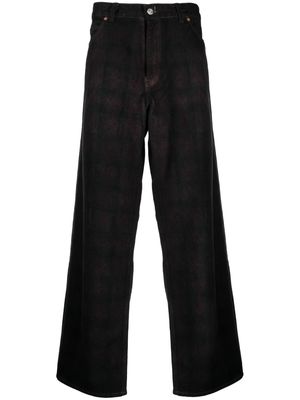 OUR LEGACY Overdyed Lumbercheck-print wide-leg jeans - Blue