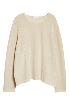 OUR LEGACY Oversize Open Stitch Double Lock Sweater in Metallic Sand Rustic Mesh