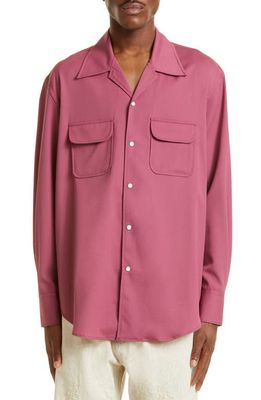 OUR LEGACY Poco Button-Up Camp Shirt in Pink Fluid Wool