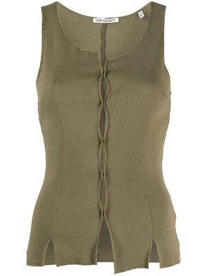 Our Legacy ribbed-knit button tank top - Green