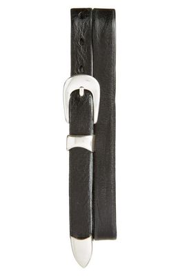 OUR LEGACY Skinny Leather Belt in Black Leather