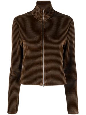 OUR LEGACY striped velour zip-up top - Brown