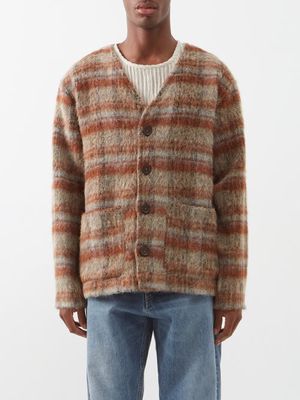 Our Legacy - Textured V-neck Cardigan - Mens - Red Check
