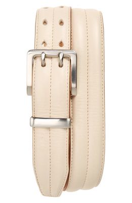 OUR LEGACY Topstitch Padded Leather Belt in Off White Leather