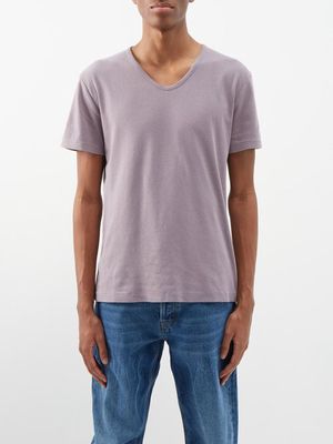 Our Legacy - U-neck Short-sleeve Cotton T-shirt - Mens - Lavender