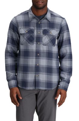 Outdoor Research Feedback Plaid Flannel Overshirt in Slate Plaid