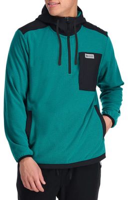 Outdoor Research Trail Mix Colorblock Quarter Zip Hoodie in Deep Lake/Black