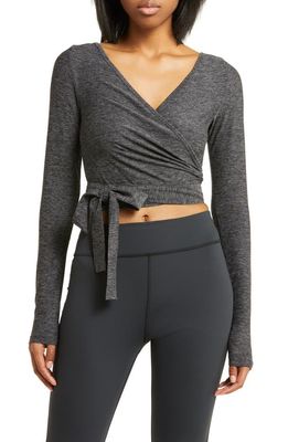 Outdoor Voices CloudKnit Long Sleeve Wrap Top in Charcoal
