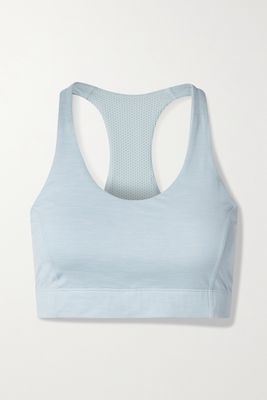 Outdoor Voices - Doing Things Cutout Mesh-paneled Techsweat Sports Bra - Gray