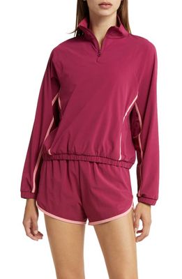 Outdoor Voices Lightspeed Quarter Zip Pullover in Beautyberry/Conch Shell