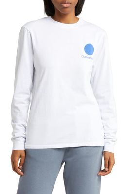 Outdoor Voices Long Sleeve Cotton Graphic Logo Tee in White