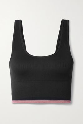 Outdoor Voices - Ribbed Stretch Sports Bra - Black