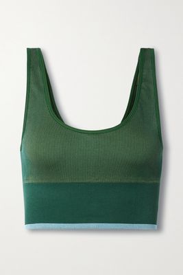 Outdoor Voices - Ribbed Stretch Sports Bra - Green
