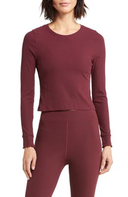 Outdoor Voices SuperForm Rib Long Sleeve Crop Top in Shiraz