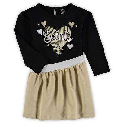 Outerstuff Girls Infant Black New Orleans Saints All Hearts Jersey Long Sleeve Dress