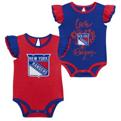 Outerstuff Girls Infant Blue/Red New York Rangers Two-Pack Training Bodysuit Set