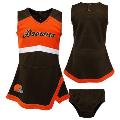 Outerstuff Girls Infant Brown/Orange Cleveland Browns Cheer Captain Jumper Dress