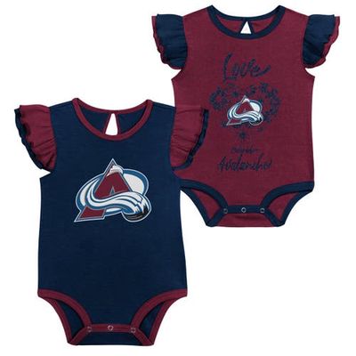 Outerstuff Girls Infant Burgundy/Navy Colorado Avalanche Two-Pack Training Bodysuit Set