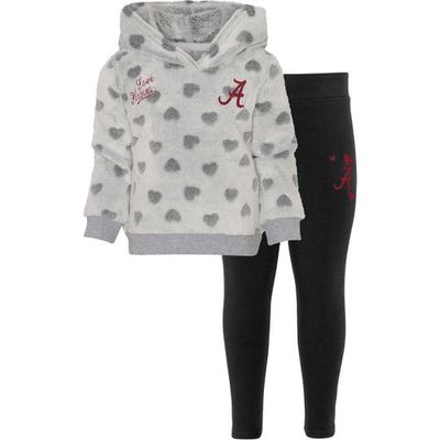 Outerstuff Girls Infant Gray/Black Alabama Crimson Tide Heart To Heart Pullover Hoodie and Leggings Set