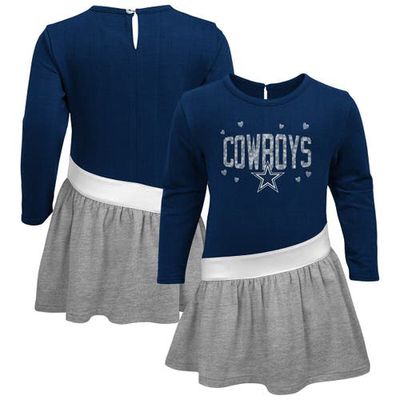 Outerstuff Girls Infant Navy/Heather Gray Dallas Cowboys Heart to Heart Jersey Tri-Blend Dress