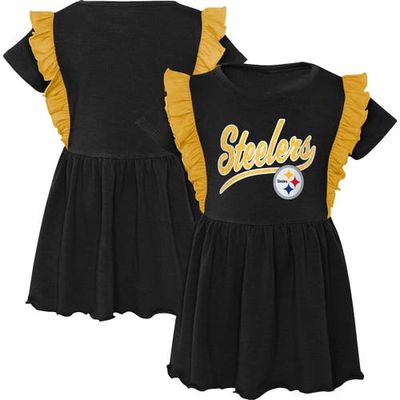 Outerstuff Girls Preschool Black Pittsburgh Steelers Too Cute Tri-Blend Dress