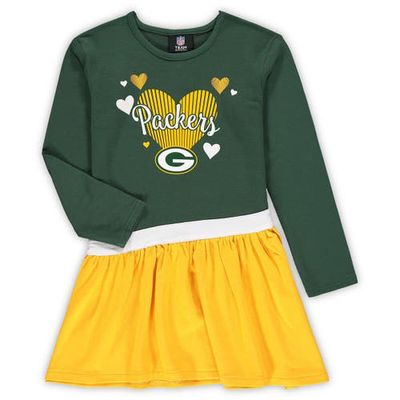 Outerstuff Girls Preschool Green Green Bay Packers All Hearts Jersey Tri-Blend Dress