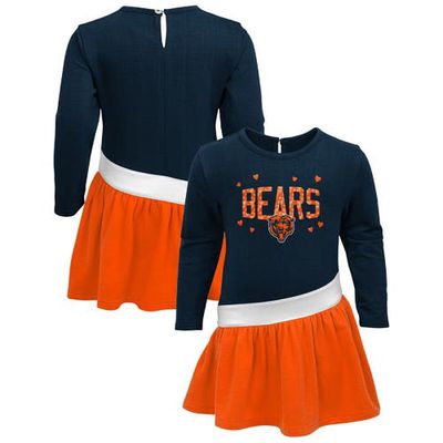 Outerstuff Girls Preschool Navy/Orange Chicago Bears Heart to Heart Jersey Tri-Blend Dress