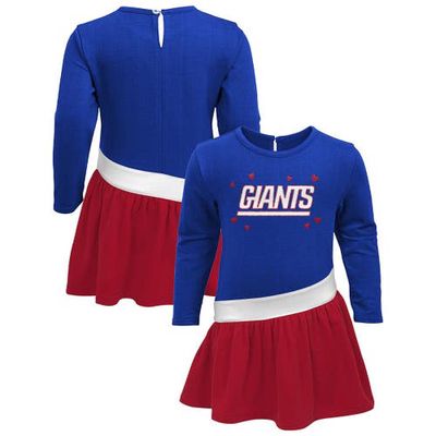 Outerstuff Girls Preschool Royal/Red New York Giants Heart to Heart Jersey Tri-Blend Dress