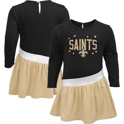Outerstuff Girls Toddler Black/Gold New Orleans Saints Heart To Heart Jersey Tunic Dress