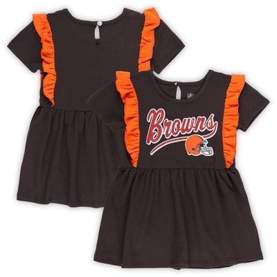 Outerstuff Girls Toddler Brown Cleveland Browns Too Cute Tri-Blend Short Sleeve Dress