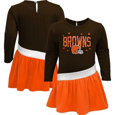 Outerstuff Girls Toddler Brown/Orange Cleveland Browns Heart To Heart Jersey Tunic Dress