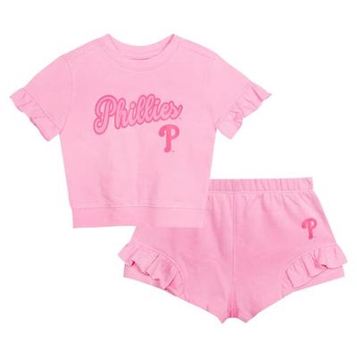 Outerstuff Girls Toddler Fanatics Branded Pink Philadelphia Phillies Dugout Cute T-Shirt & Shorts Set
