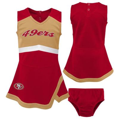 Outerstuff Girls Toddler Scarlet San Francisco 49ers Cheer Captain Dress with Bloomers