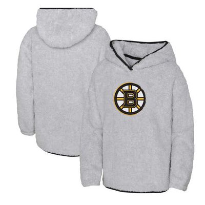 Outerstuff Girls Youth Heather Gray Boston Bruins Ultimate Teddy Fleece Pullover Hoodie