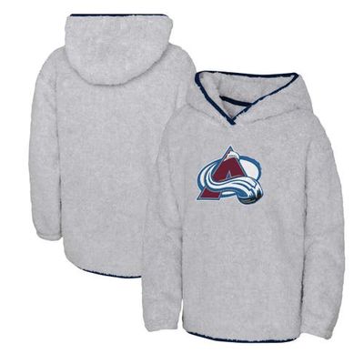 Outerstuff Girls Youth Heather Gray Colorado Avalanche Ultimate Teddy Fleece Pullover Hoodie